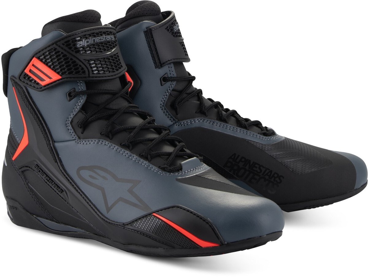 Alpinestars Faster-4 Zwart Grijs Fluo Rood Motorschoenen - Laars