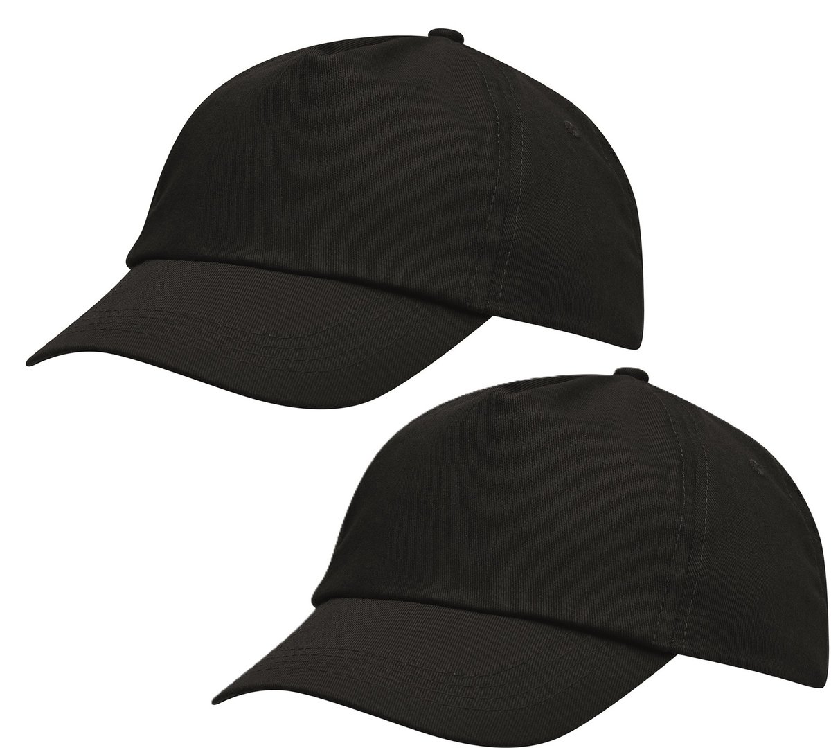 Baseballcap / pet Outdoor - 10x - 5 panels - zwart - volwassenen - klittenbandsluiting - katoen