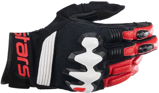 Alpinestars Halo Leren Zwart Wit Felrood Handschoenen - Maat L - Handschoen