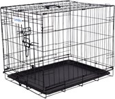 Lendo Online Hondenbench met onderbak opvouwbaar met handvat - 2 deuren en 2 sloten - 60x43x50cm- Hondenhok - Hondenkooi - Kattenbak - Extra stevig staal!