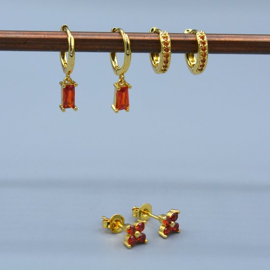 Oorbellen set - oranje - roestvrijstaal - koningsdag - oranje oorbellen set