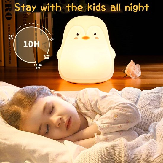 Nachtlampje Pinguïn voor Kinderen - 7 Kleur Veranderende USB Oplaadbare Verlichting van Merkloos — afbeelding 5