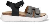 Braqeez 425421-789 Meisjes Platte Sandalen - Zwart - Leer - Klittenband