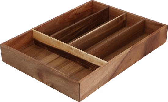Bestekbak Acacia 4 vaks 51 x 28 x h13 cm, per stuk - Aps