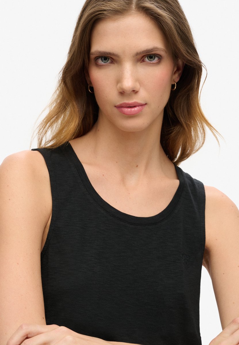 Superdry Tanktop met laag uitgesneden ronde hals Dames Vesten Zwart
