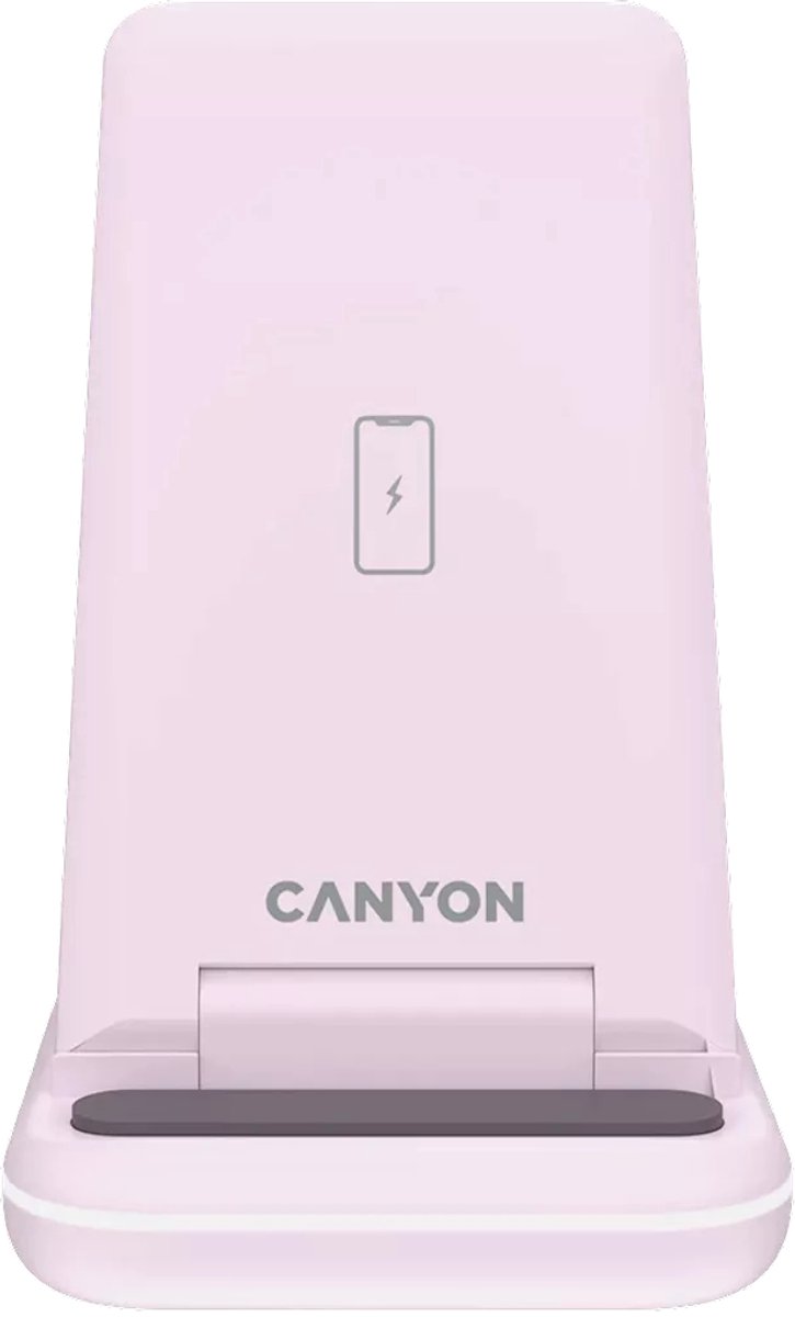 Canyon WS-304 Serie - Draadloze Oplader - 15W - 3-in-1 - Iced Pink