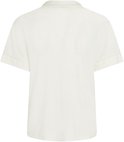 Achterkant van een effen crèmekleurig pyjamashirt met korte mouwen en omgeslagen manchetten.