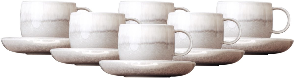 Kaffeetassen mit Untertassen Perlemor Sand 190 ml Set van 6
