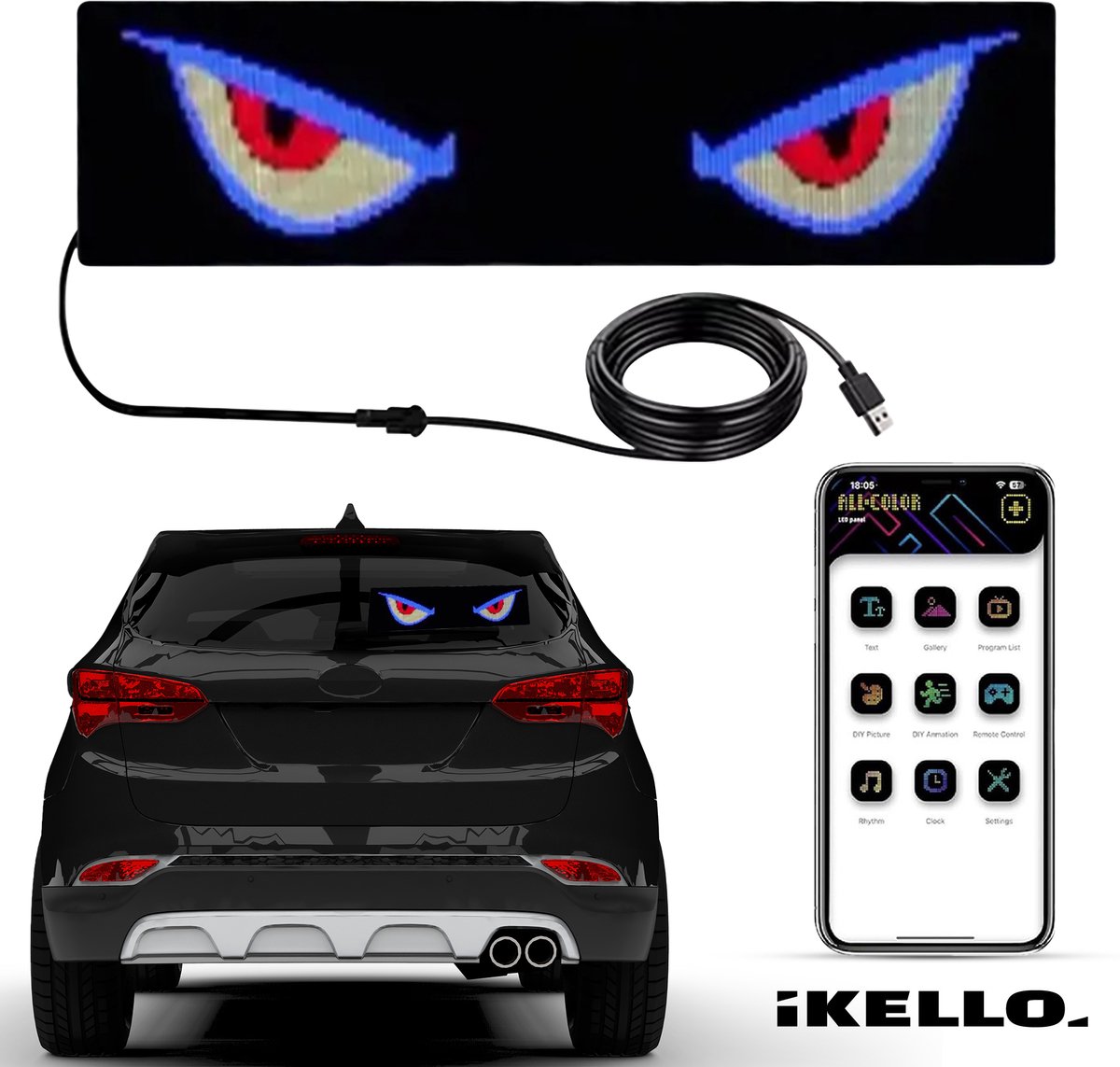 Ikello LED Flexibel Display bord - APP control- Auto LED bord - Reclame LED bord - Bluethooth - Interieursets