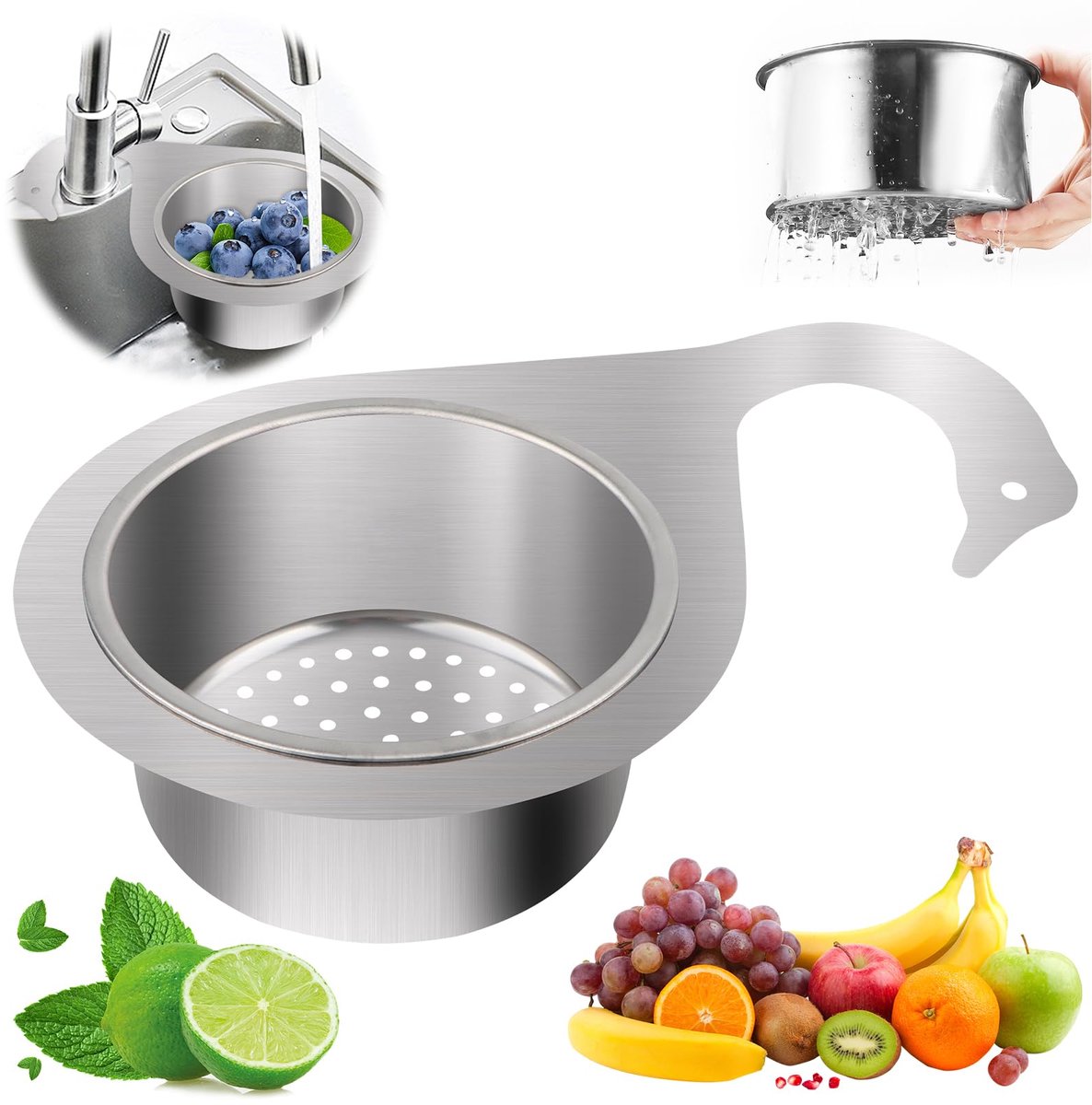 My Ninki ® Innovatieve Roestvrijstalen Zwanenvormige Gootsteenzeef voor Optimale Keukenorganisatie en Reiniging