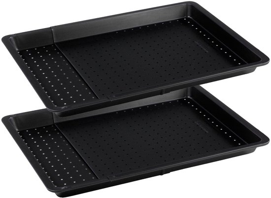 Provento - Set van 5 zwarte bakplaten 37 x 25,5 cm - Niet-stick ovenbakplaat