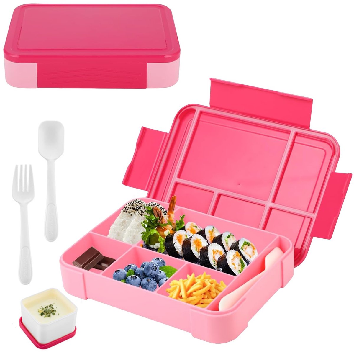 My Ninki ® Kindvriendelijke Lunchbox met Vakken en Lekvrije Deksel voor School en Reizen