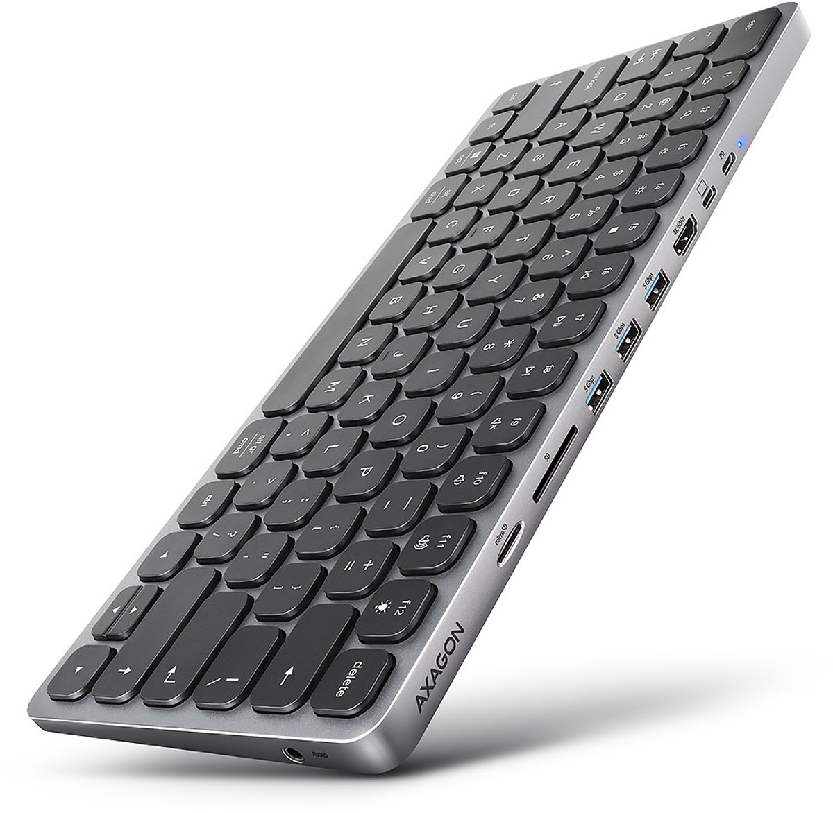 Axagon HMC-KB-US laptop dock & poortreplicator Bedraad USB 3.2 Gen 1 (3.1 Gen 1) Type-C Grijs