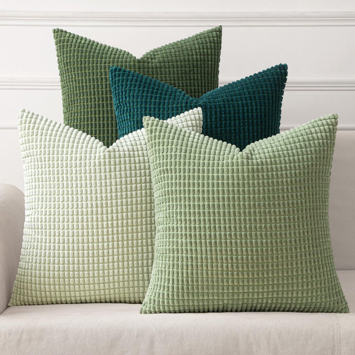 My Ninki ® Stijlvolle Set van 4 Zachte Corduroy Kussenslopen voor Woonkamer en Slaapkamer, 50 x 50 cm