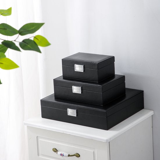 Collection Emilie - boîte de rangement - noire - boîte de rangement de luxe pour bijoux et accessoires - taille moyenne