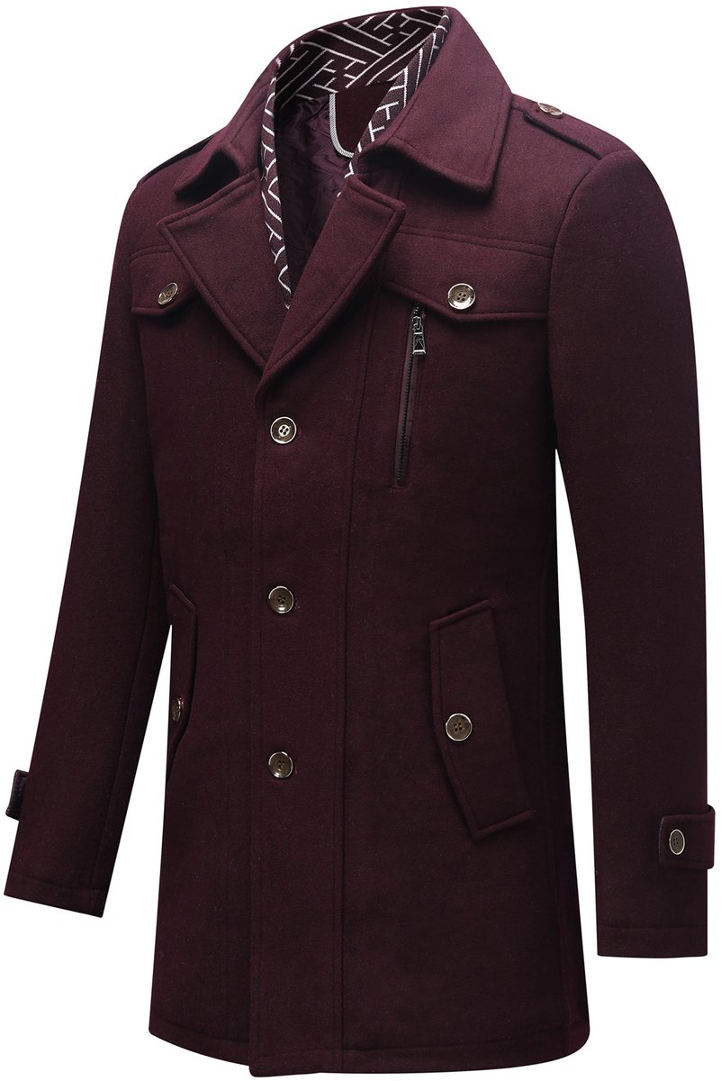 ALLTHEMEN Heren Parka Wollen Jassen - Korte Warme Winterjas- S