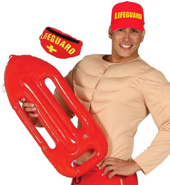 Costume Sauveteur Déguisement - 2 Pièces Avec Bouée Gonflable Et Sifflet - Pour Plage, Halloween, Carnaval - Adulte Homme Femme