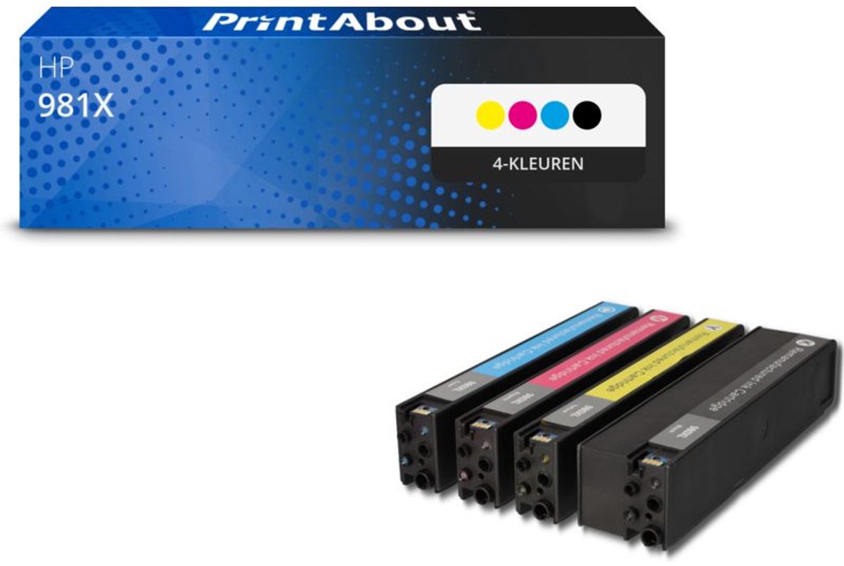 PrintAbout Huismerk HP 981X (L0R09/10/11/12A) Inktcartridge 4-kleuren Voordeelbundel Hoge capaciteit