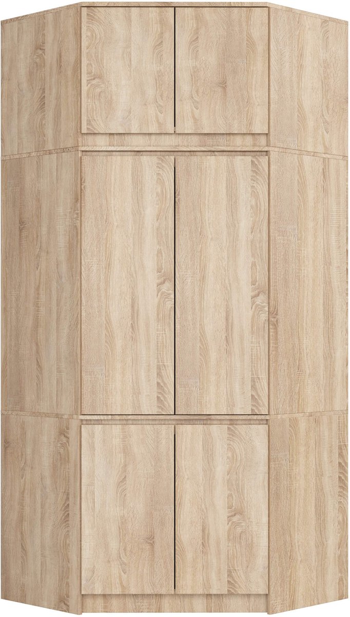 Hoekkledingkast S100 met Opzetstuk / AKORD Furniture Factory / Sonoma Eik / 100 x 235 x 50 cm