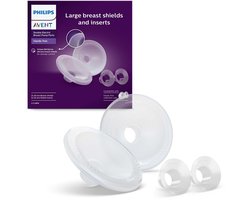 Philips Avent Grote Borstbeschermers & Inzetstukken – Comfortabele Pasvorm voor Grotere Tepels (28mm & 26mm) SkinSense Siliconen voor Zachte Aansluiting - SCF552/11 — 11 stuks