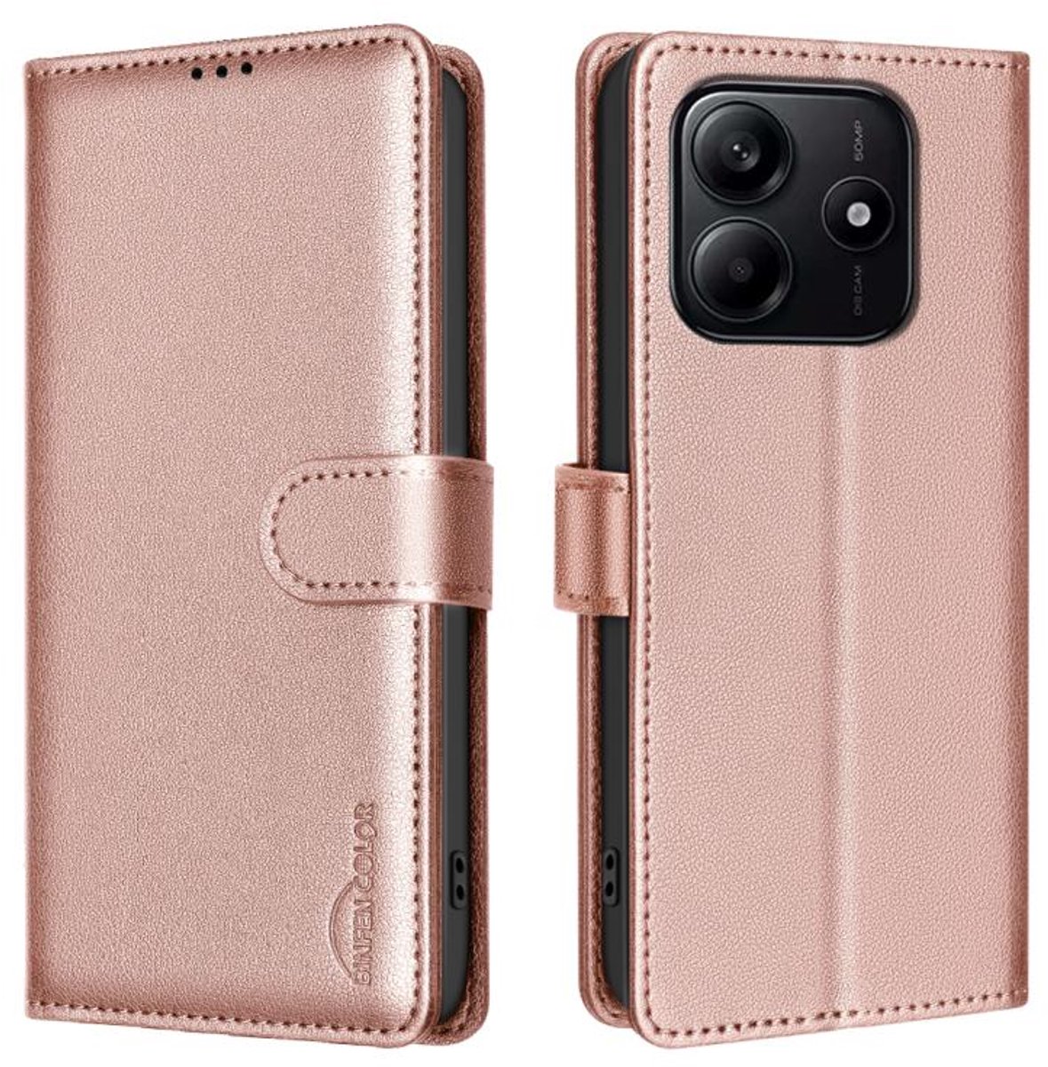 Roze agenda book case hoesje - telefoonhoesje geschikt voor Xiaomi Redmi Note 14 4G