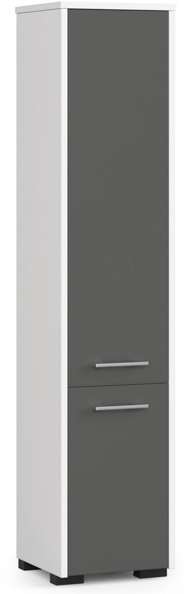 Kolomkast voor Badkamer FIN / AKORD Furniture Factory / Wit - Grafietgrijs / 30 x 140 x 30 cm