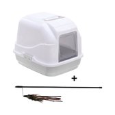 Combideal - Imac - Easy Cat - Kattenbak - Taupe - 50 x 40 x 40 cm + Kattenhengel Leer+Veer