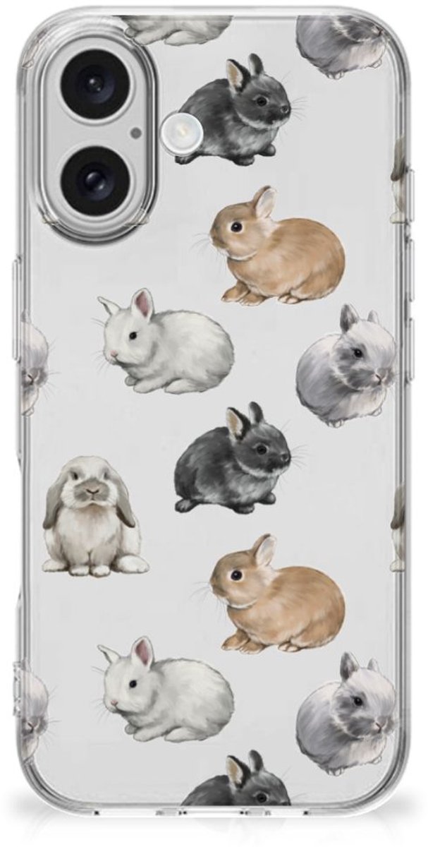 TPU Hoesje voor iPhone 16 plus Konijntjes