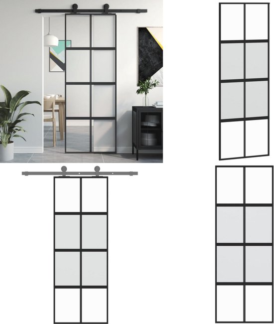 Schuifdeur 76x205 cm mat ESG-glas en aluminium goudkleurig kopen