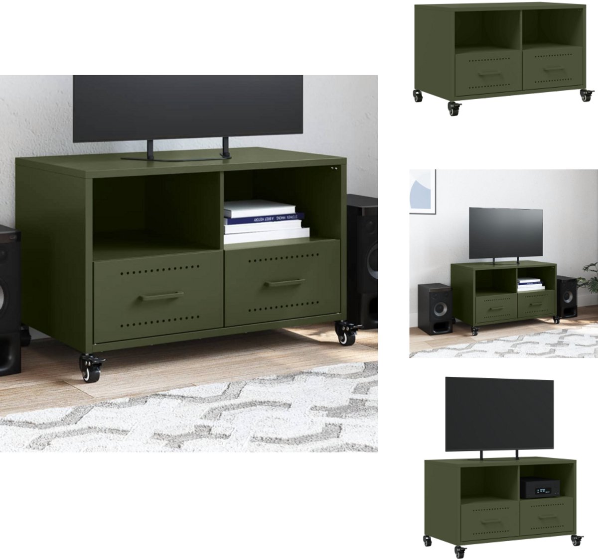Tv-meubel 68x39x43,5 cm koudgewalst staal zwart kopen