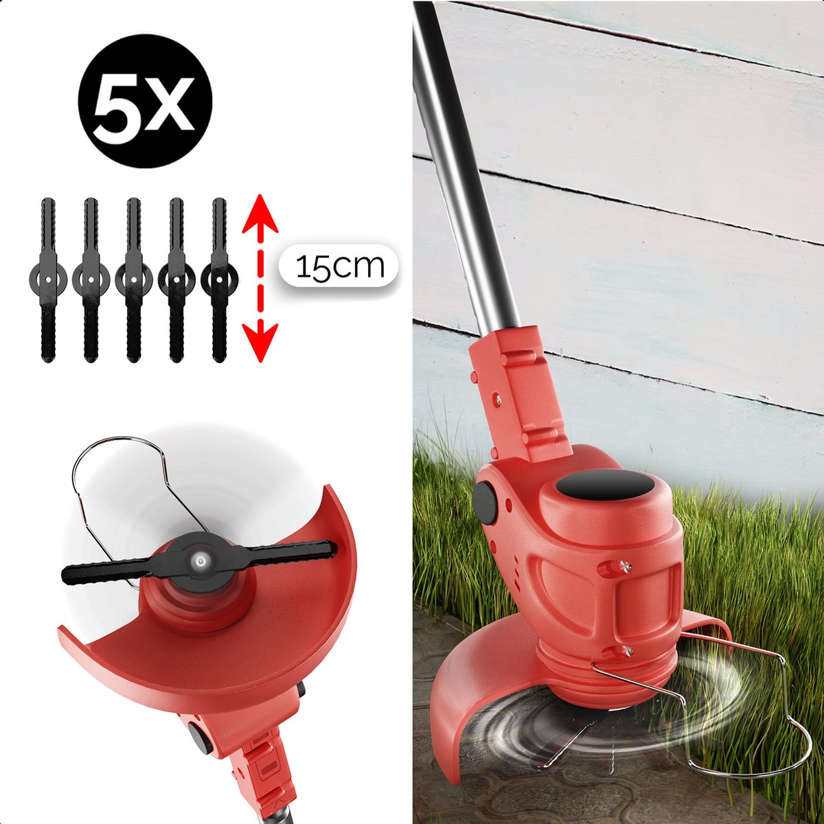 YARDIO Tools® - TGT500W Premium - Grastrimmer - Bosmaaier - Kantenmaaier - Grasmaaier - Elektrische Grastrimmer Bosmaaier - 150mm maaibreedte - 21v incl. 2.0Ah Accu en Snellader – foto 8