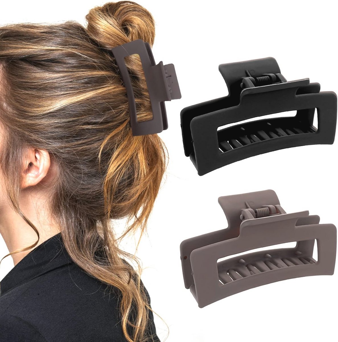 Modieuze Vierkante Haarclips - 2 Stuks, Antislip en Sterk, Voor Dames en Meisjes