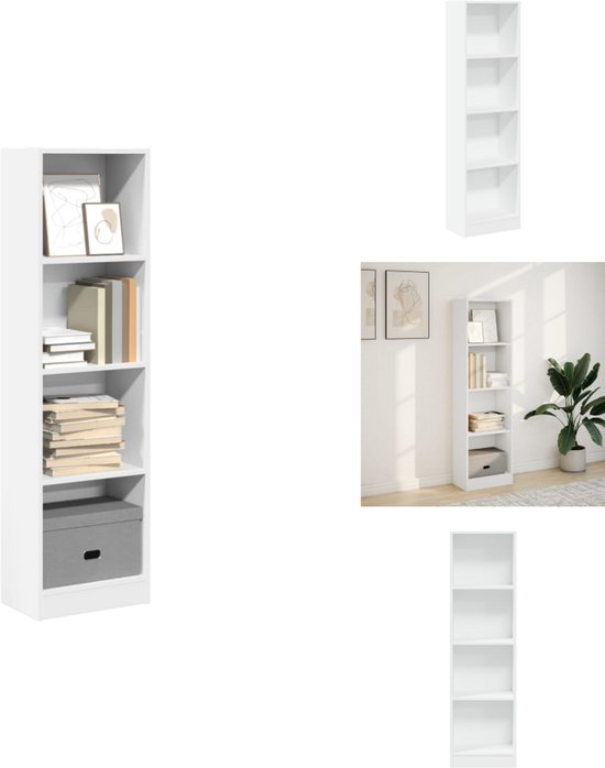 Boekenkast 69,5x32,5x90 cm bewerkt hout wit | -nl