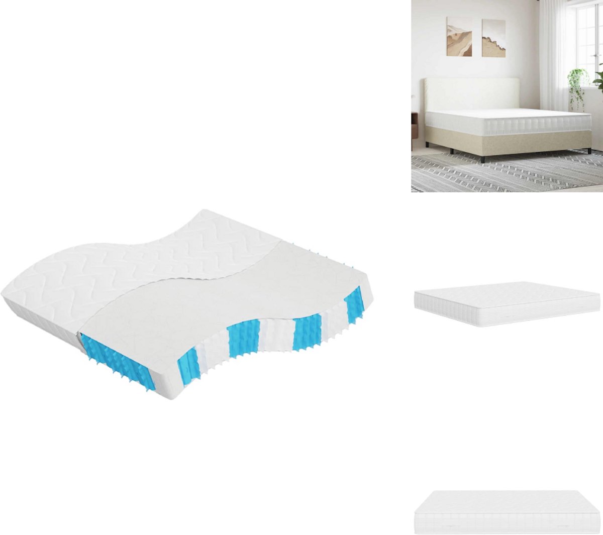 vidaXL Pocketveringmatras - Pocketveringmatrassen - Matras Pocketvering - Matras Pocketveren - Pocketveringmatras middelhard-hard 180x200 cm