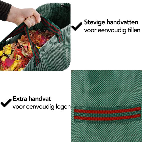 Sac à déchets de jardin Brixy - Pliable - Sac de jardin robuste - Déchets de jardin - Set de 2 x 280 L - Étanche - Sac à feuilles - Vert
