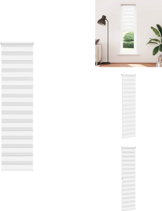 vidaXL - Store enrouleur Zebra - 55x200 - cm - largeur du tissu - 50,9 - cm - polyester - blanc