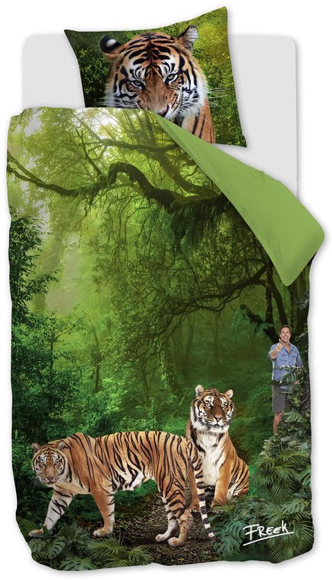 FREEK VONK Tandige Tijgers dekbedovertrek - Eenpersoons - 140x200 - Groen
