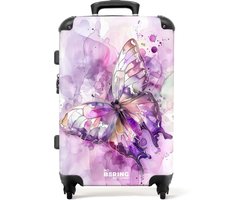 NoBoringSuitcases.com NoBoringSuitcases.com® - Kinderkoffer groot - Kindertrolley koffer - Vlinder - Waterverf - Rolkoffer lichtgewicht - Reiskoffer met 4 wielen - 20 kg bagage
