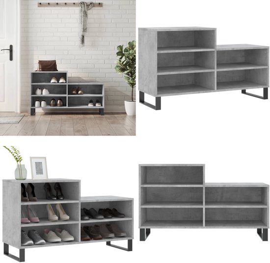 VidaXL Wandschoenenkast 100x35x38 Cm Bewerkt Hout Betongrijs   Wandschoenenkast   Wandschoenenkasten   Wandkast Voor Schoenen   Schoenenkast Wand 744307585