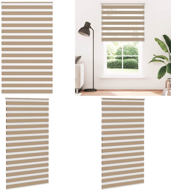 vidaXL - Zebra - Store - 125x230 - cm - largeur du tissu - 120,9 - cm - polyester - marron sable