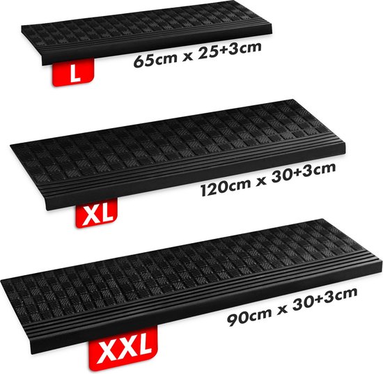Karat homeliving trapmat en caoutchouc pour extérieur - Diamond - Antidérapant pour marches d'escalier - 30 x 120 cm