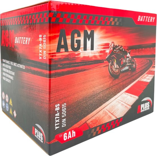 Accu Aplus YTX7A-BS 12volt 6Ah 150 x 87 x 93mm Onderhoudsvrij AGM