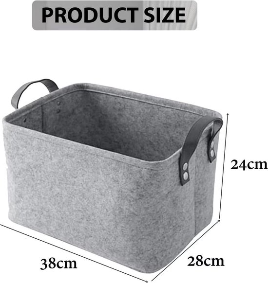 Rubberneck Set van 2 multifunctionele vilten manden XXL met handgrepen voor hout of kranten, 61 x 32 x 32 cm (antraciet