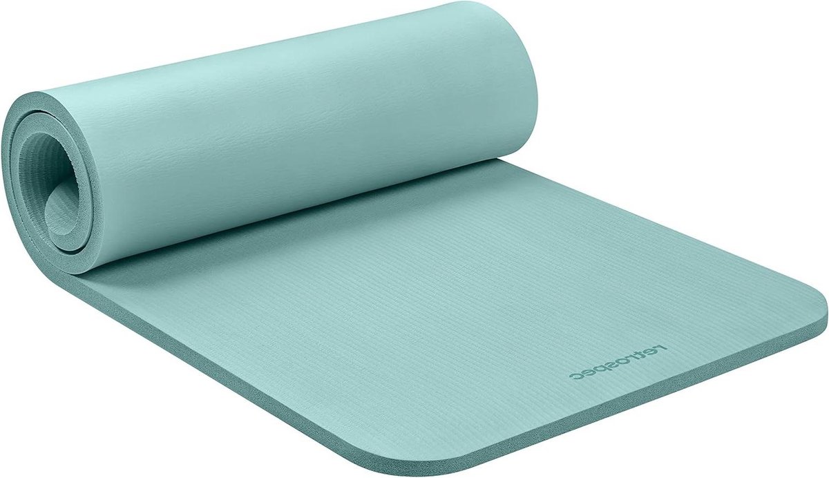 Yogamat 1 inch dik met nylon riem voor mannen en vrouwen - antislip oefenmat voor thuis yoga pilates stretching vloer en fitness workouts - blauwe rand