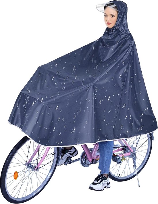 Anyoo Waterdichte Fietsponcho Fiets Regenjas Jas Capes Lichtgewicht Compact Herbruikbaar voor Jongens Mannen Vrouwen Volwassenen-Blauw