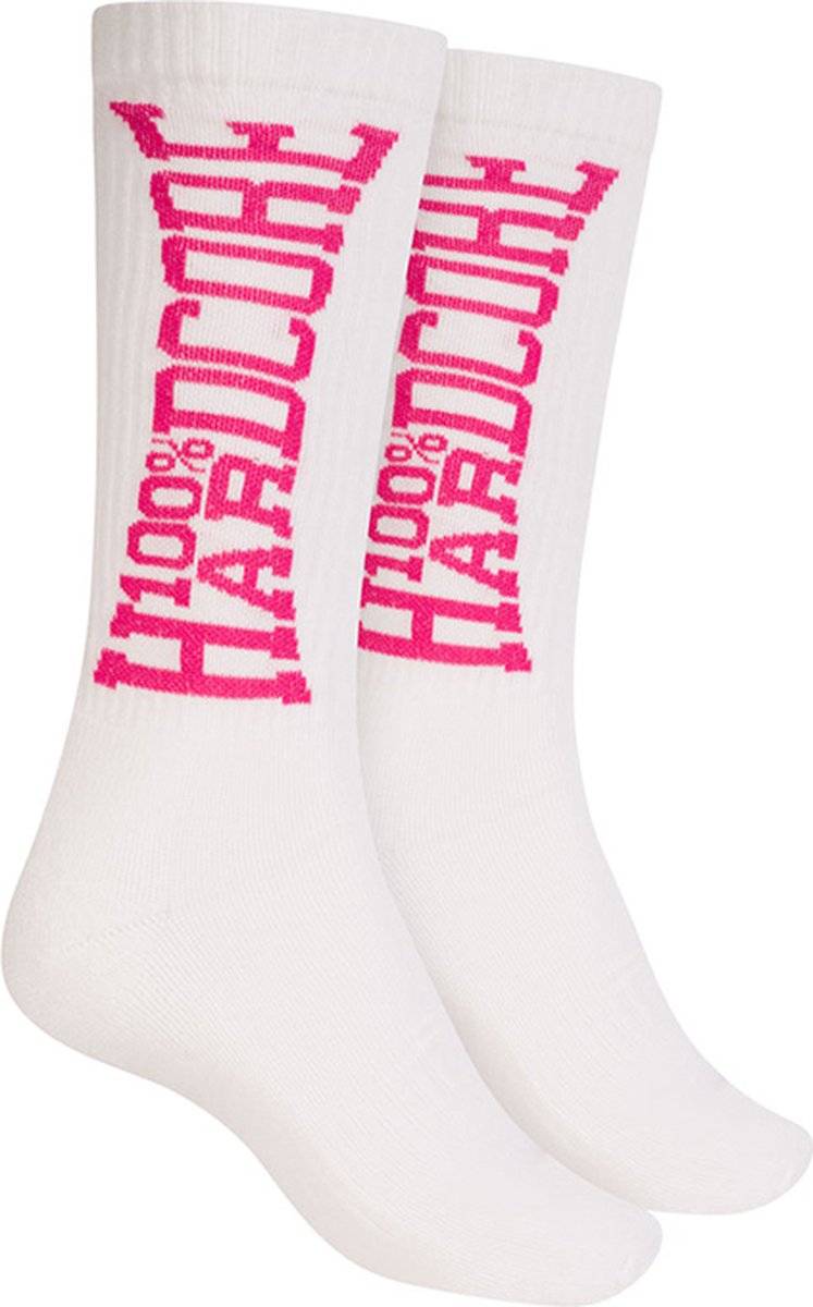 100% Hardcore Sportsokken Wit/Roze - Maat: 35-38