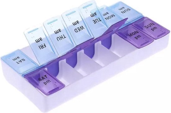 Knaak Pillendoosje - Voor 7 dagen - Ochtend/Avond - 14 vakken - Pillen Opbergbox - Medicijnendoos
