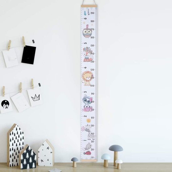 Powmag Kindermeetlat, hoogtediagram voor kinderkamer, maatmeter voor baby's en peuterkamer, wanddecoratie, meetlatten, wandophanging, hoogtemeter