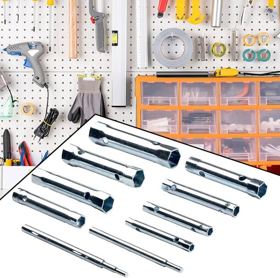 JReHuiG 10 stuks buissleutels, 6-22 mm multifunctionele utility moersleutel, loodgieter gereedschap, multifunctionele steeksleutel, maten voor reparatie van auto's (10 JReHuiG 10 stuks buissleutels, 6-22 mm multifunctionele utility moersleutel, loodgieter gereedschap, multifunctionele steeksleutel, maten voor reparatie van auto's (10