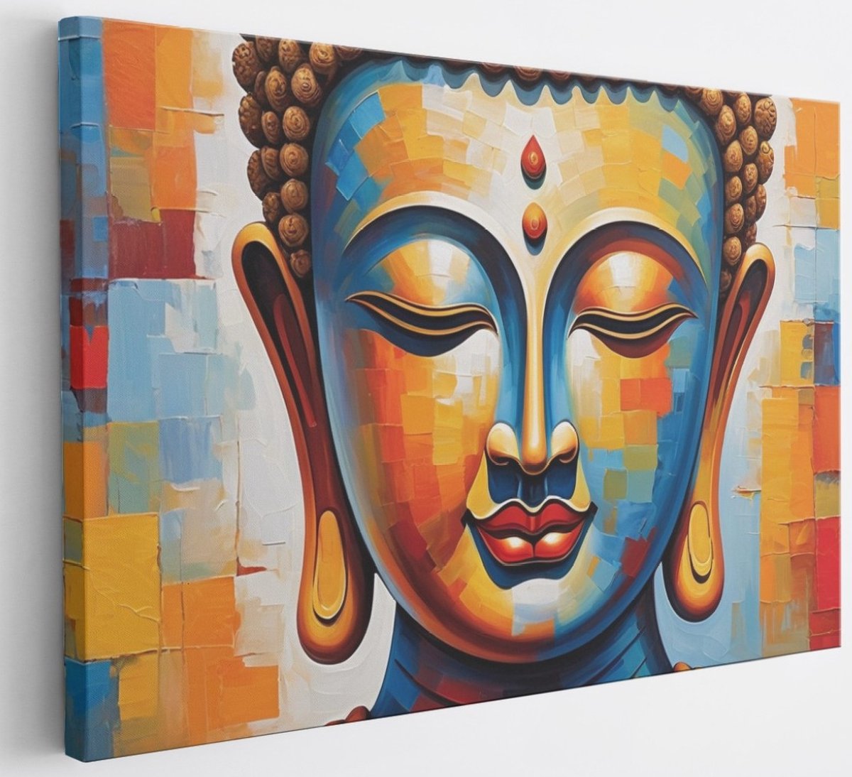 Saammp Canvas Schilderij - Boeddha - Abstract - 50x40 - Foto op canvas - Wanddecoratie - Muurdecoratie Woonkamer - Slaapkamer decoratie - Canvas Print Multicolor